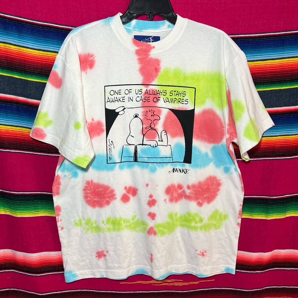 NWT Awake NY x Peanuts Vampire T-Shirt in Tie Dye Size Small